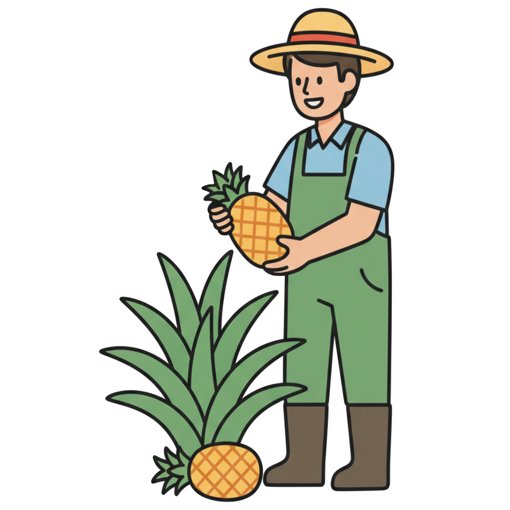 Person erntet reife Ananas