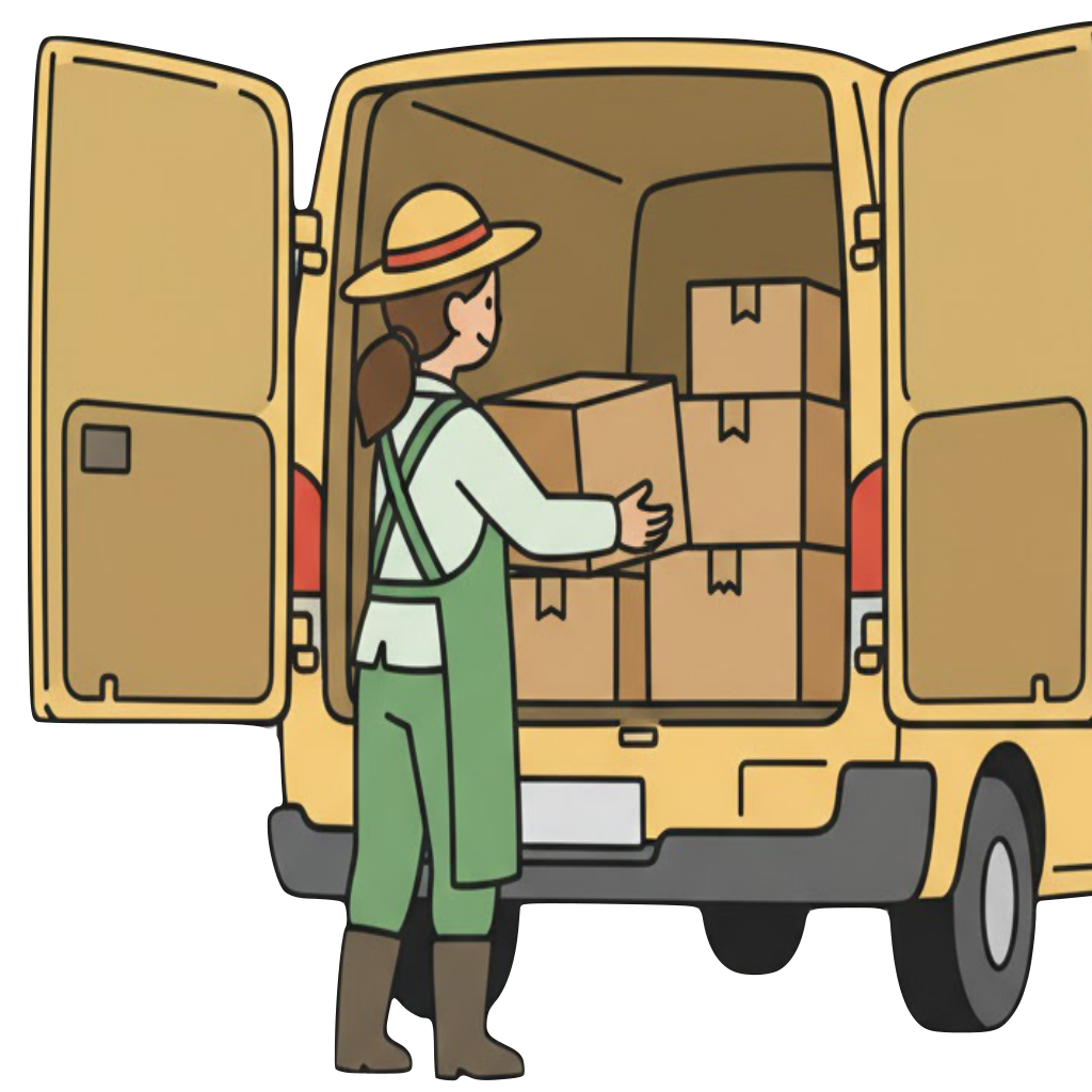 Pakete werden in einen Transporter verladen